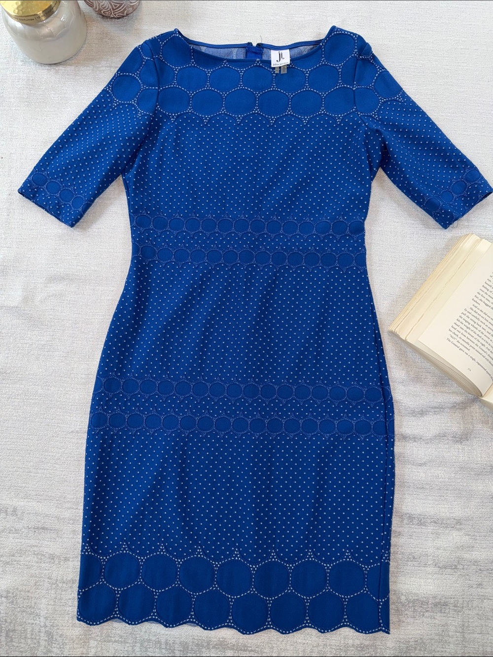 julia jordan Royal Blue Dot-Pattern Sheath Dress